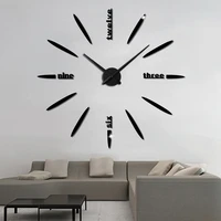 large 3d diy wall clock modern design acrylic mirror decorative wall sticker clocks for living room home decor