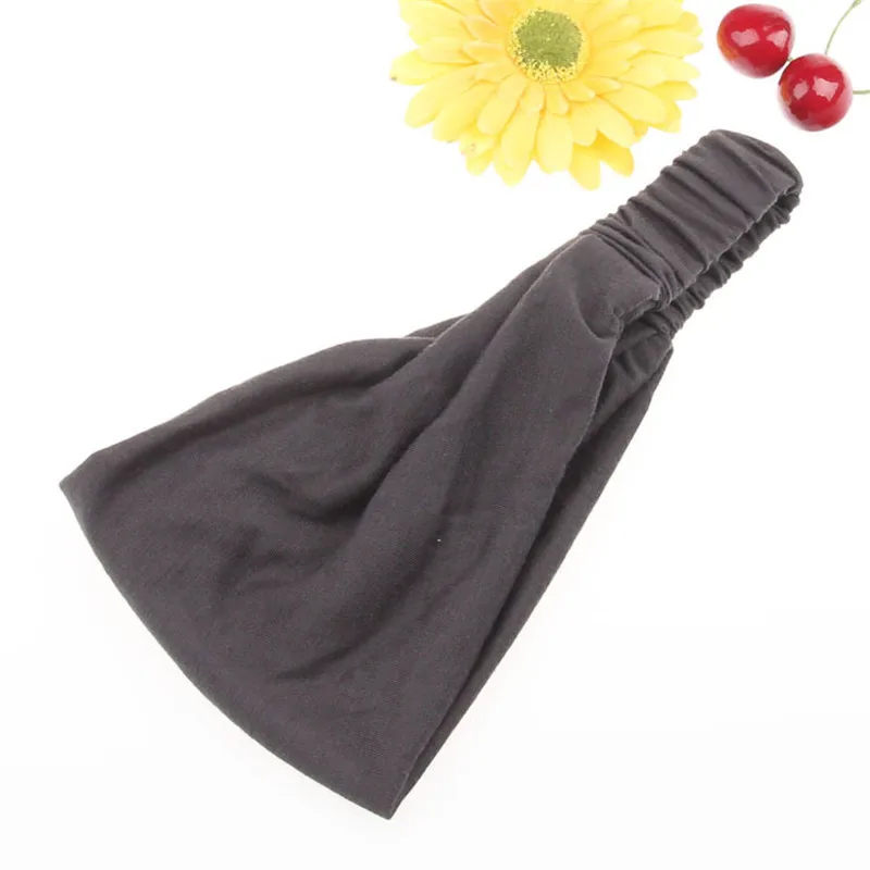 3 Dark Gray Модная однотонная повязка для волос Wmen, широкая эластичная повязка на голову, Корейская хлопковая повязка для мытья лица, тюрбан, повязка для волос для женщин, аксессуары для волос для девочек - Цвет: 3 Dark Gray