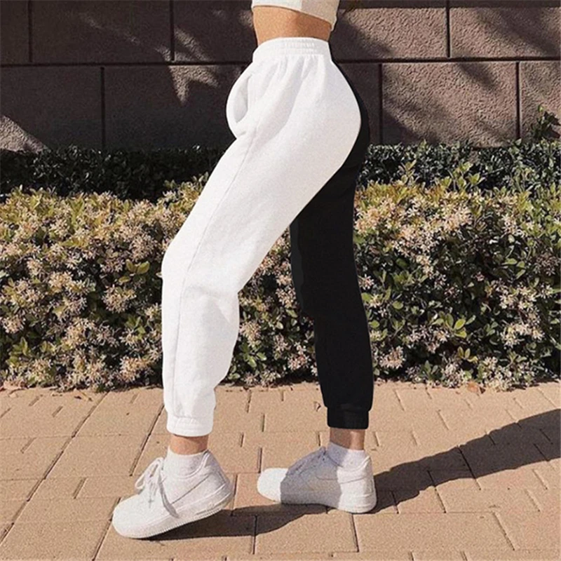 Женские брюки карго повседневные с высокой талией и цветными вставками в