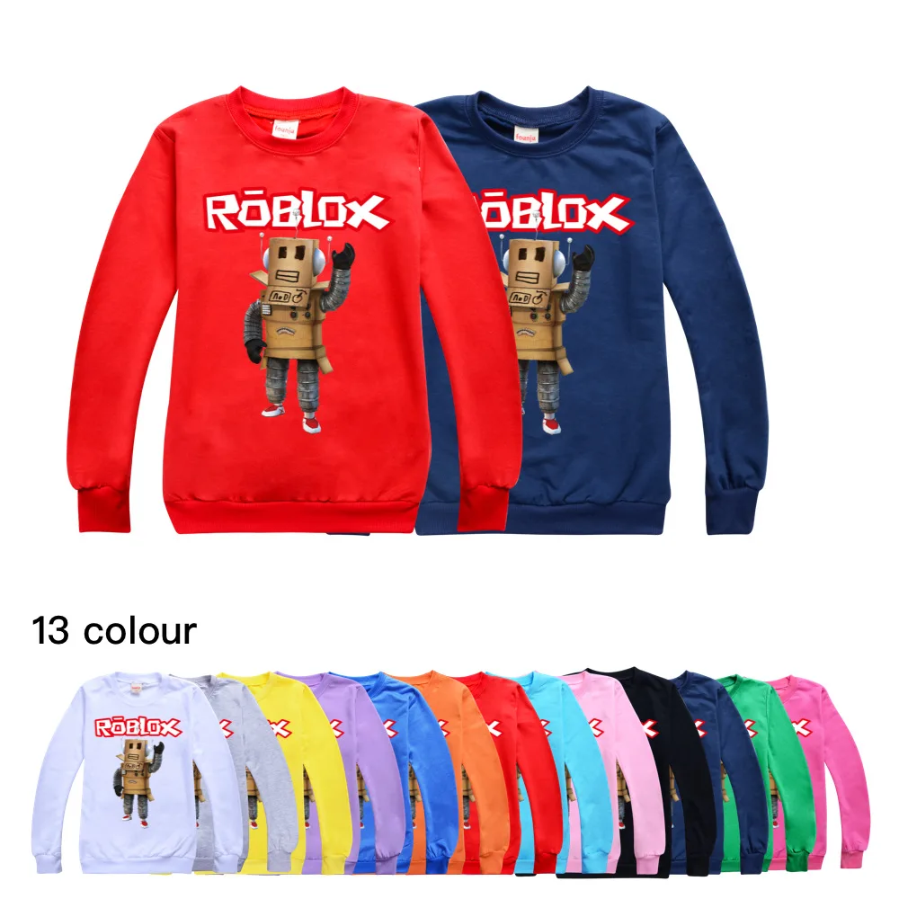 

Новинка осенняя одежда ROBLOXing для малышей детей мальчиков девочек с капюшоном мультяшный 3D о-образный вырез Свитшот Топы футболка детская од...