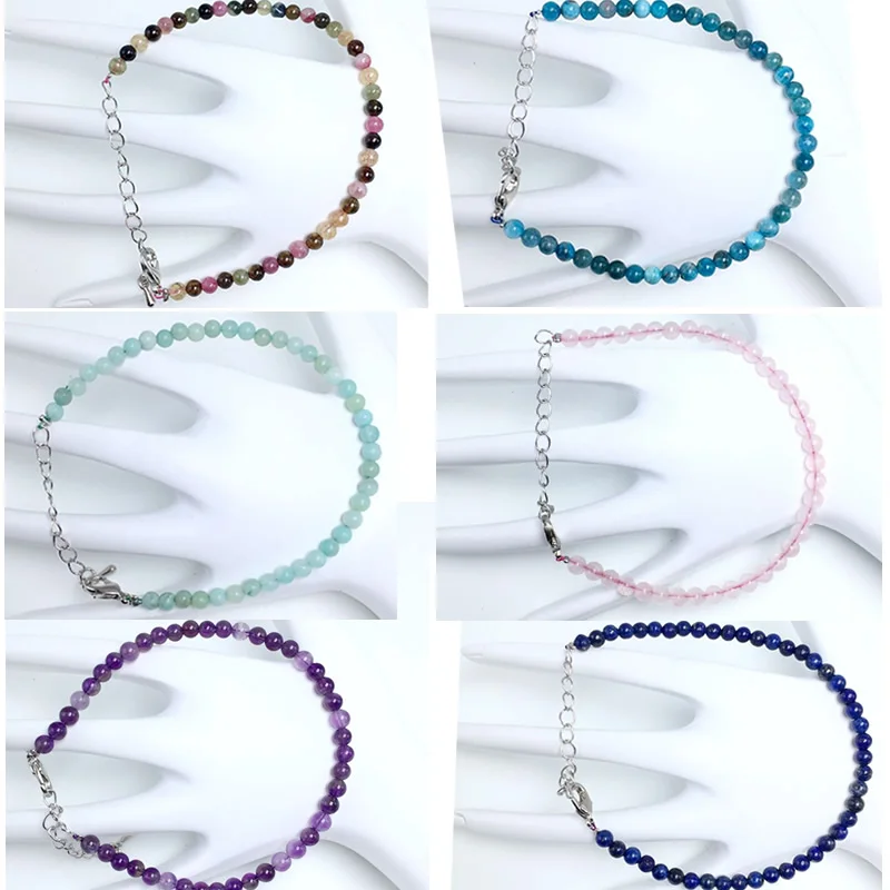 4mmNatural Stone Tourmaline crystal quartz Handwork Bracelets on Hand for Women Gift Wedding Party Jewelry Amethyst Bangles - купить по