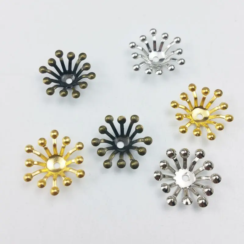 

100pcs 14mm Filigree flower Wraps Metal Charms For Embellishment Scrapbook DIY Jewelry Metal Craft ear accessories