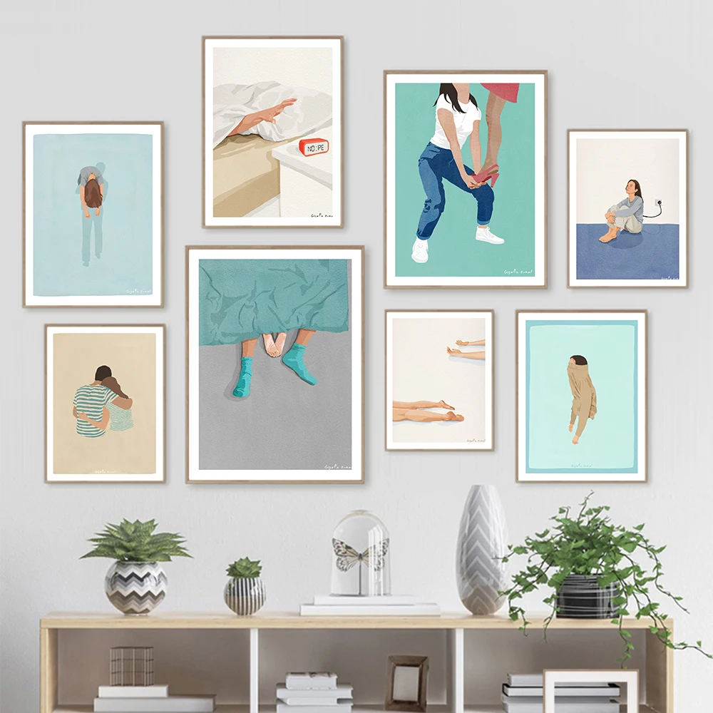 Забавный постер в скандинавском стиле абстрактная фигурка роспись работа сон