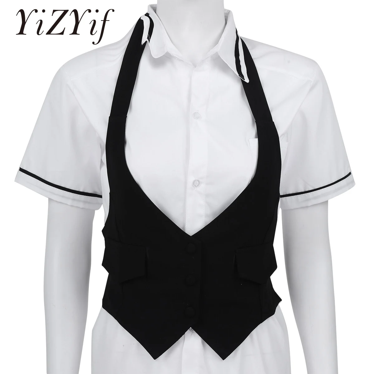 

Женский короткий жилет YiZYiF, повседневный жилет с лямкой через шею и открытой спиной, с поясом, самозавязывающийся на спине, на пуговицах, жилет на подкладке