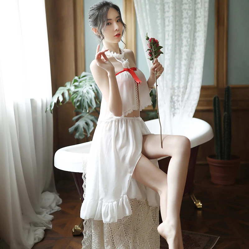 Женский пижамный комплект домашнее платье ночная рубашка костюм сексуальное