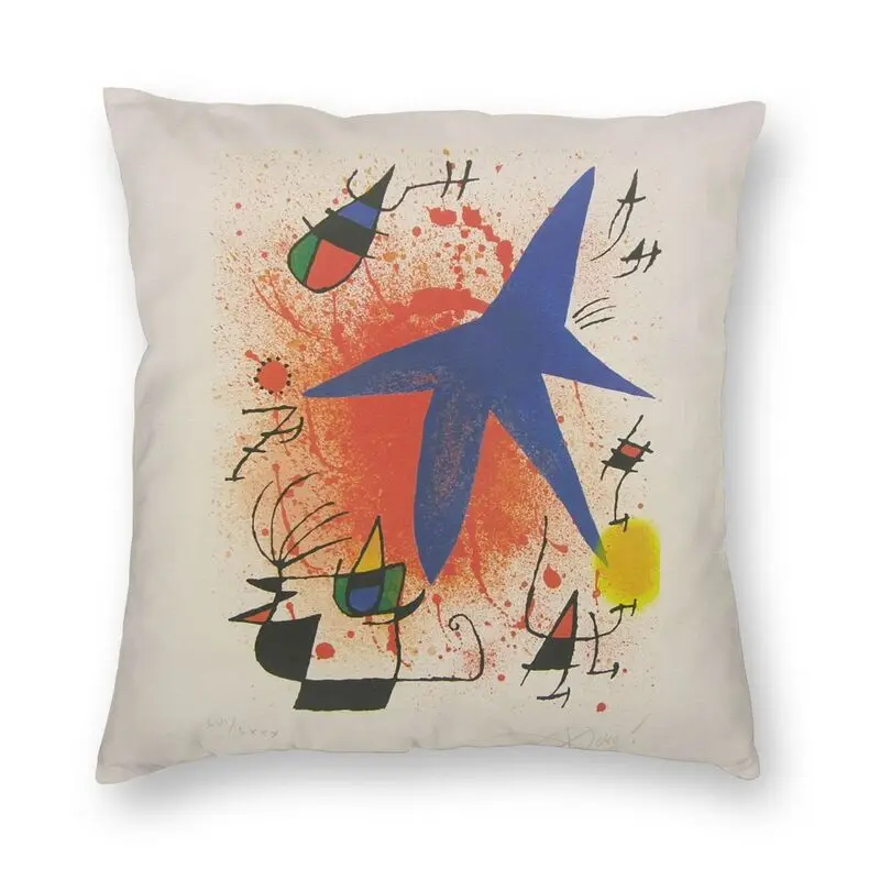 

Blue Star Painting By Joan Miro Cushion Cover Print Spanish Art Throw Pillow Case for Car Fashion Pillowcover Home Decorative