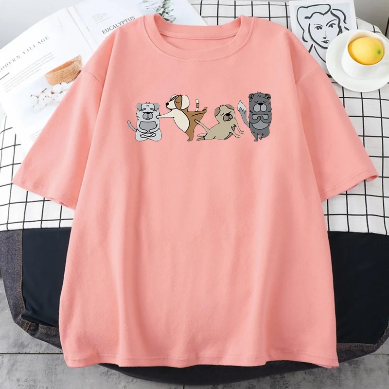 

Um grupo de dança cães imprimir t camisa feminina cabido harajuku t camisa padrão marca streetwear criatividade o-pescoço mulher