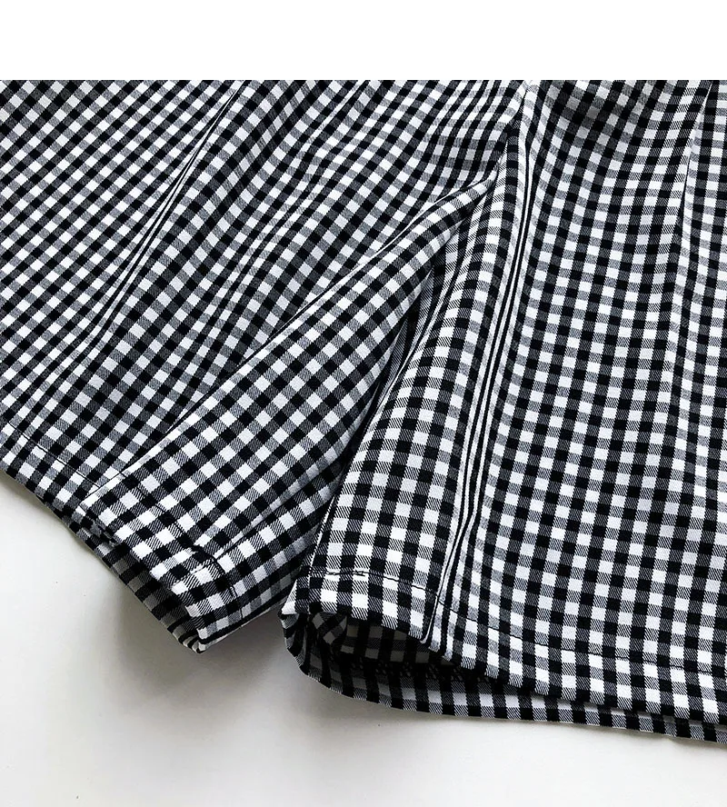 

Summer new Korean of retro plaid loose five-point shorts with belt