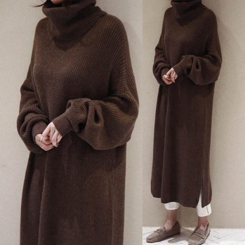 Корейская версия свитер юбка выше колена высокий воротник толстый водолазка