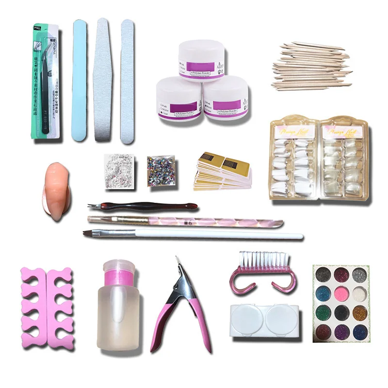 

2019 1 Set 12 Colors Powder Nail Art Tool Set Nail Tips Brush Manicure Tool Kit Makeup Accessories