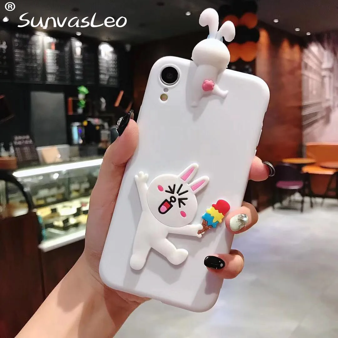 White Dancing Rabbit 3D мультфильм животных мягкий чехол для телефона задняя крышка для samsung S6 S7 S8 S9 S10 S10 рlus Lite/M10 M20 M30/Note 3 4 5 8 9/A30 A50 - Цвет: White Dancing Rabbit