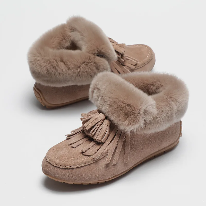 Женские зимние ботинки с кроличьим мехом bottes femme Длинные Плюшевые Зимние