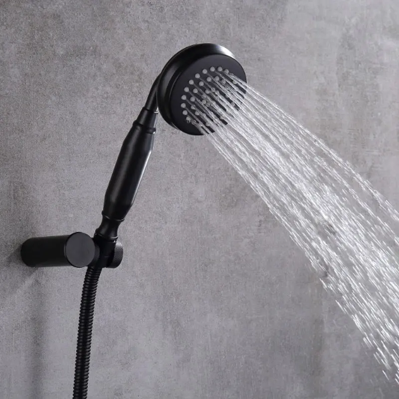 Скрытый настенный смеситель для душа черная душевая лейка с дождевой насадкой