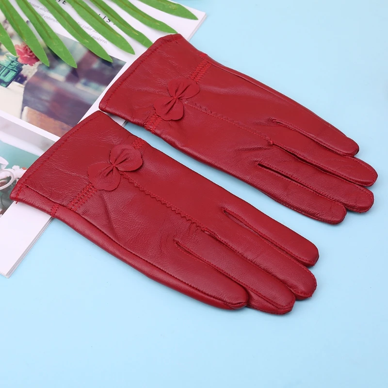 

2018 Women Genuine Leather Gloves Fashion Female Autumn Winter Windproof Gloves