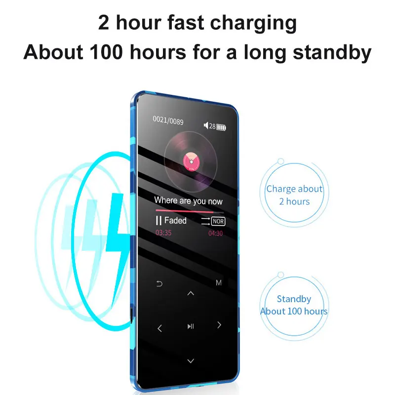 Популярный mp3 плеер с сенсорным экраном Bluetooth встроенный 16 ГБ и динамик