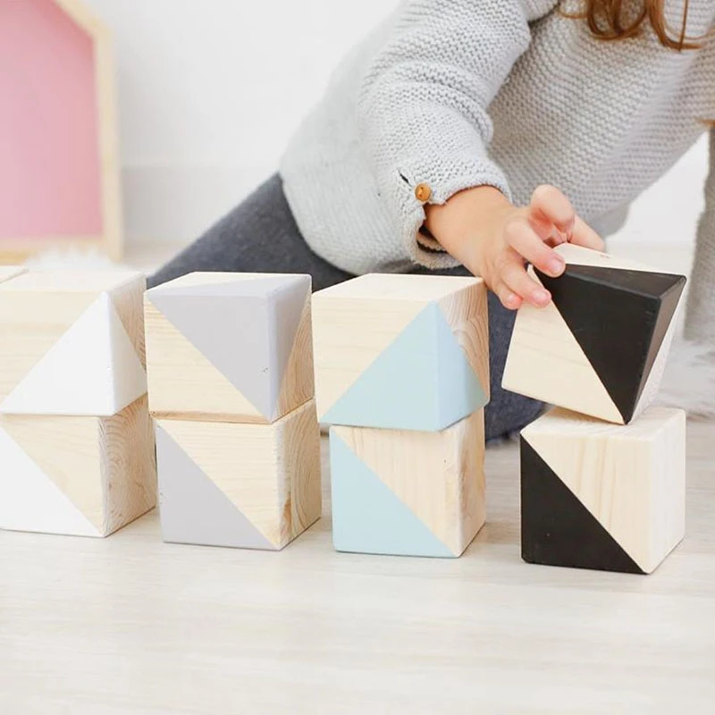 Деревянные кубики Штабелеукладчики Детские радужные Обучающие игрушки детские