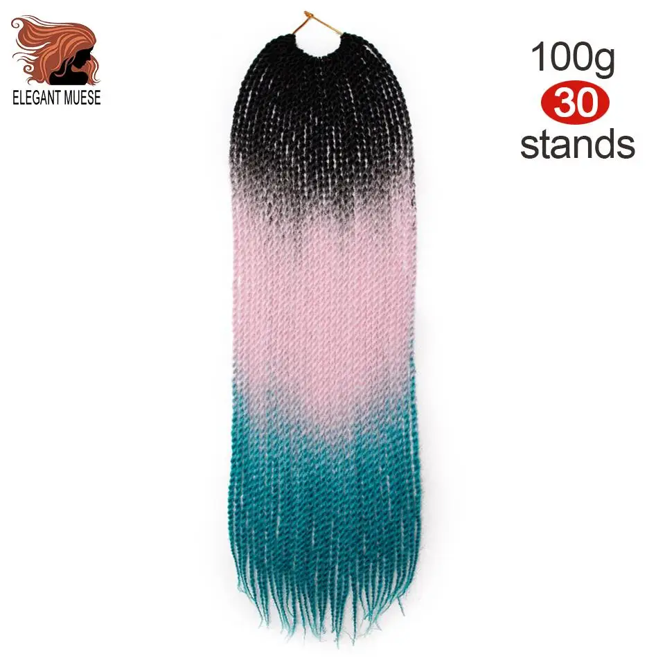 Elegant MUSES 30 Корни 24 дюйма Мягкие эффектом деграде(переход от темного к Сенегальские накрученные волосы вязаная крючком коса синтетические накладные волосы, плетеные волосы, faux locs