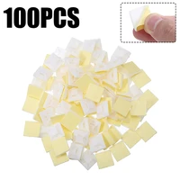 100pcsset white cable base mounts 2cmx2cm self adhesive cable wire zip tie mounts bases wall holder fixing seat clamps