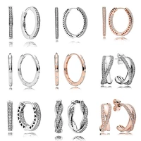 rose droplets heart entwined earring hoops 925 sterling silver earrings for women wedding party gift diy pandora jewelry