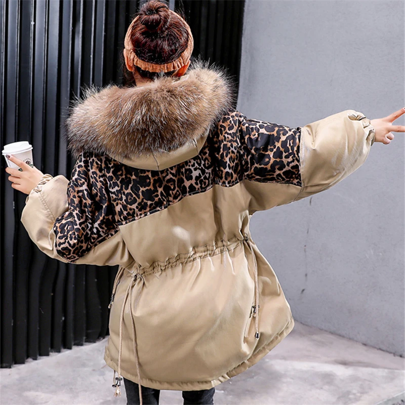 2020 зимняя женская куртка с капюшоном модное леопардовое хлопковое пальто