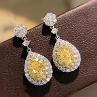 caoshi gorgeous design drop earrings for women yellow cz accessories aesthetic anniversary gift for mom elegant female jewelry