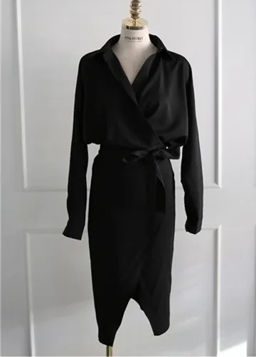 

2020 Autumn Work Wear pencil Dress fashion V-Neck Bowknot Midi Length Long Sleeve Office OL Dresses Vestidos Robe
