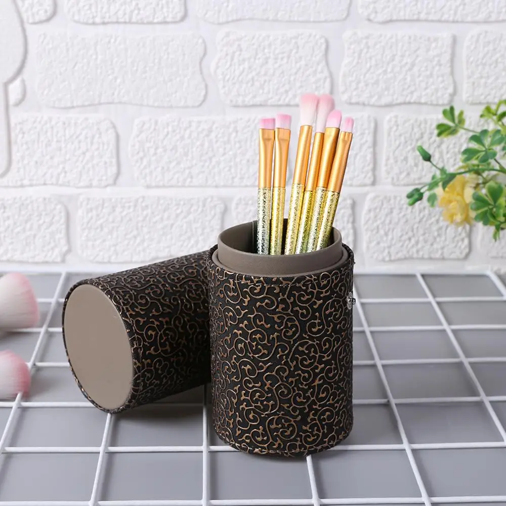 Модный чехол из искусственной кожи для путешествий держатель кистей макияжа