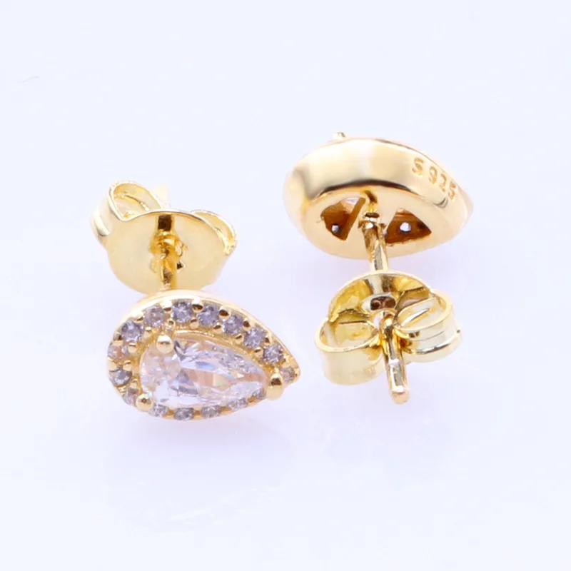 

Original S925 Sterling Silver Pan Earring Creative Gold-plated Teardrop Earrings For Women Wedding Gift Fashion Jewelry