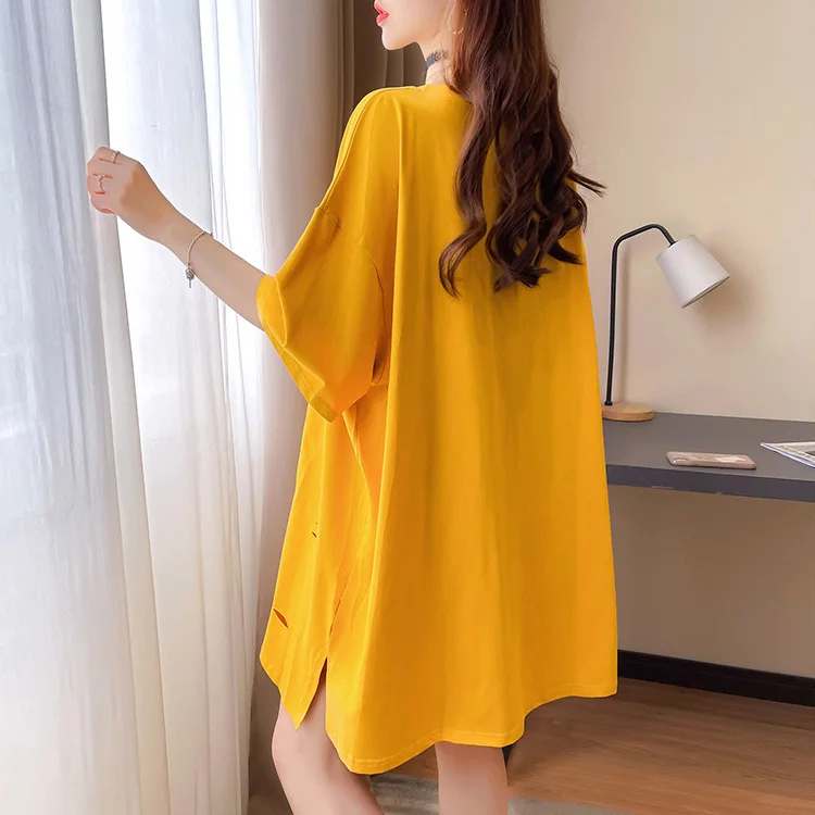 #0708 желтая черная белая женская футболка с блестками свободная уличная одежда в