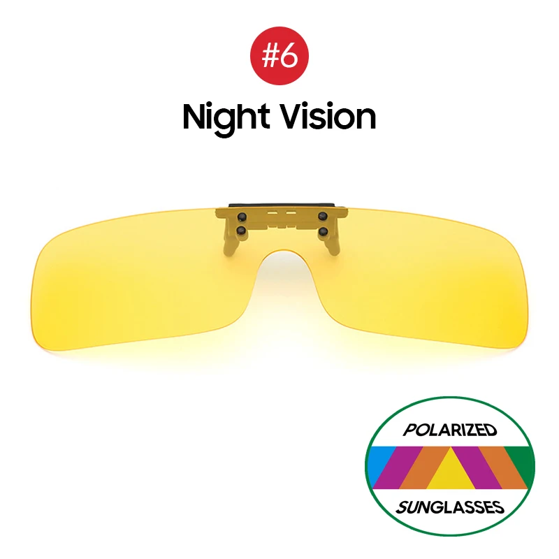 6 Night Vision VIVIBEE Siamese Мужские квадратные поляризованные очки с клипсой для ночного вождения с желтым поляризационным покрытием женские зажимы в виде солнцезащитных очков для близорукости - Цвет линз: 6 Night Vision