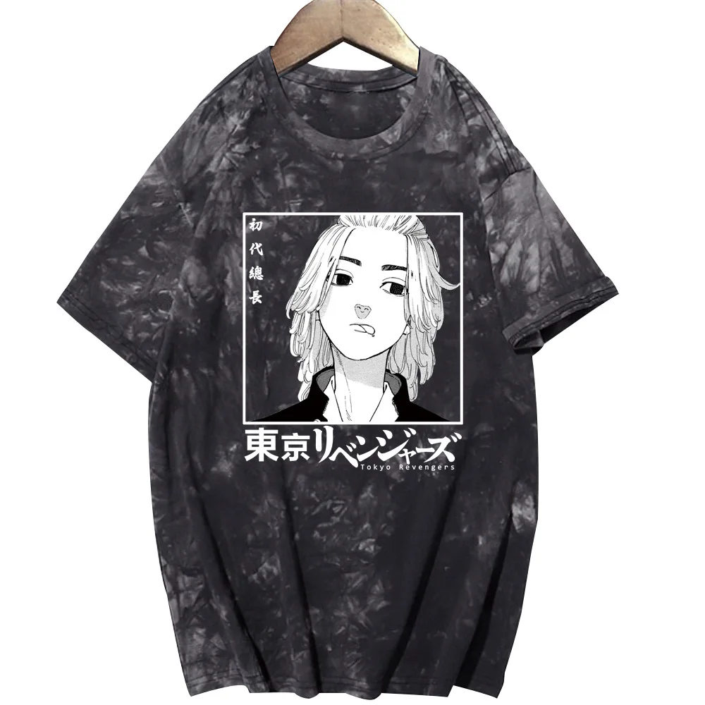 

Summer Tokyo Revengers Men T-shirts Tie-dyed Anime Manjiro Sano Graphic Teenager Boy Casual Loose Hiphop Oversize Top Shirts