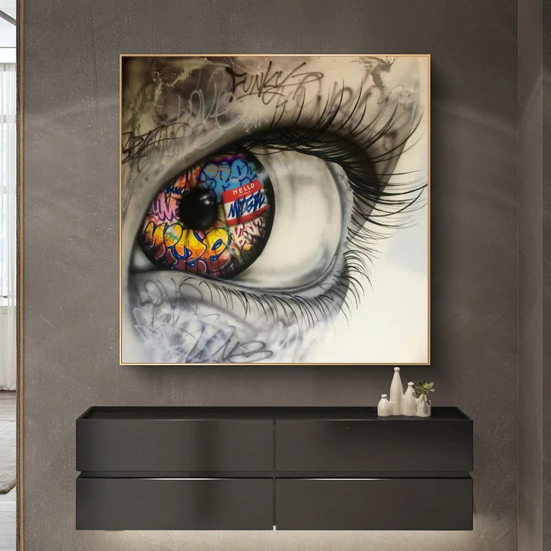 

Modern Abstract Graffiti Eye Street Art Picture On Canvas Wall Art Prints Fine Poster Painting For Living Room Wall Decoration