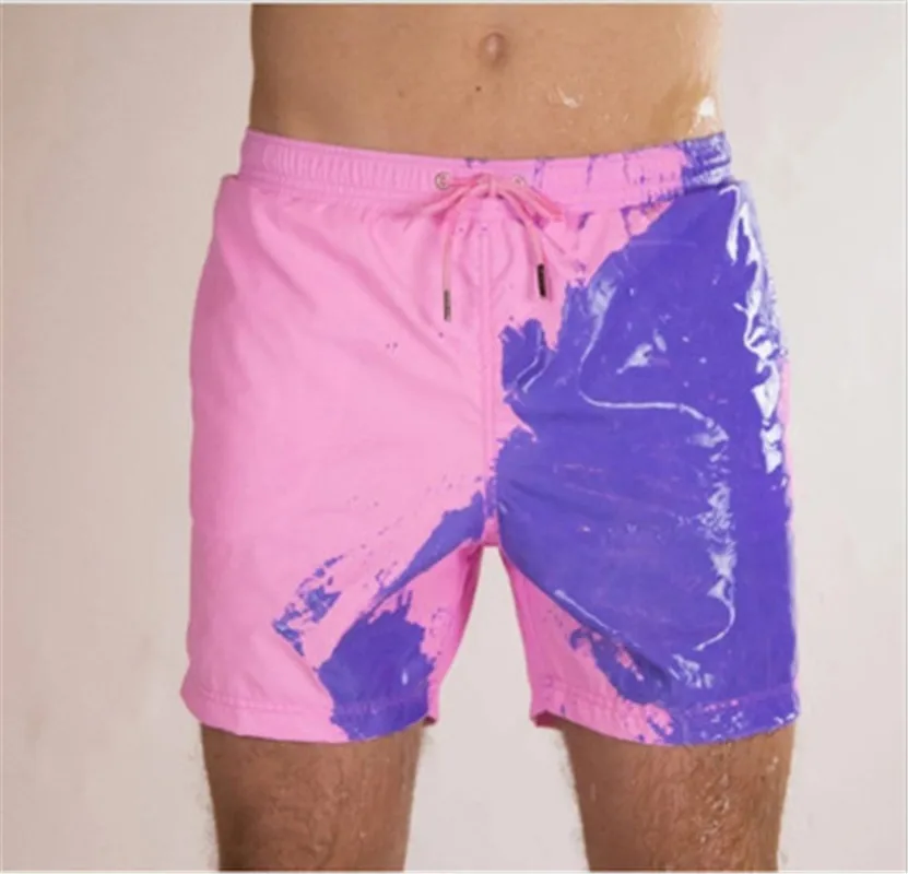 

Mens Color Changing Swimming Shorts Temperature-Sensitive Beach Swim Trunks Magical Quick Dry Color Change Swim Shorts
