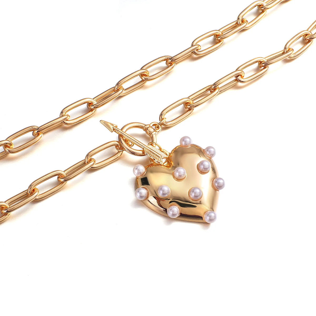 Женское металлическое ожерелье в стиле панк с жемчугом | Украшения и аксессуары