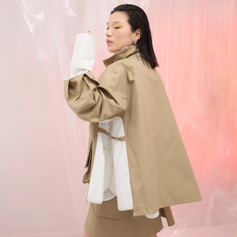 IRINAL06 2019 FW коллекция негабаритных лоскутное стиль сафари женский плащ|Женские