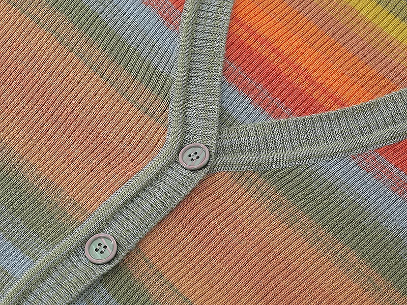 

2020 Autumn Chic Women's Rainbow Stripe V-Neck Cardigans Hot fashiom Slim Women Knitted Coat Office Lady Sweaters Opne Stitch