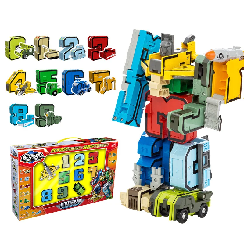 

Digital Building Blocks Diy Assembly 10 In 1 Deformation Robot Blocks Green Plastic Creative Educational Toys for Children Gift