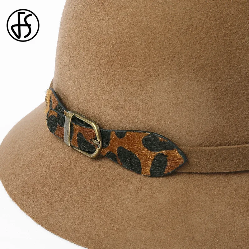 Женская винтажная шерстяная шляпка-Колокол FS Повседневная Шляпка из фетра с