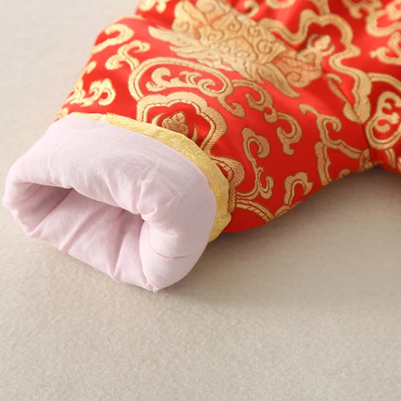 

Newborn Baby Chinese Traditional Jumpsuit For Boys China New Year Outfit Embroidery Tang Suit Hanfu Qing Dynasty Red Hat Winter