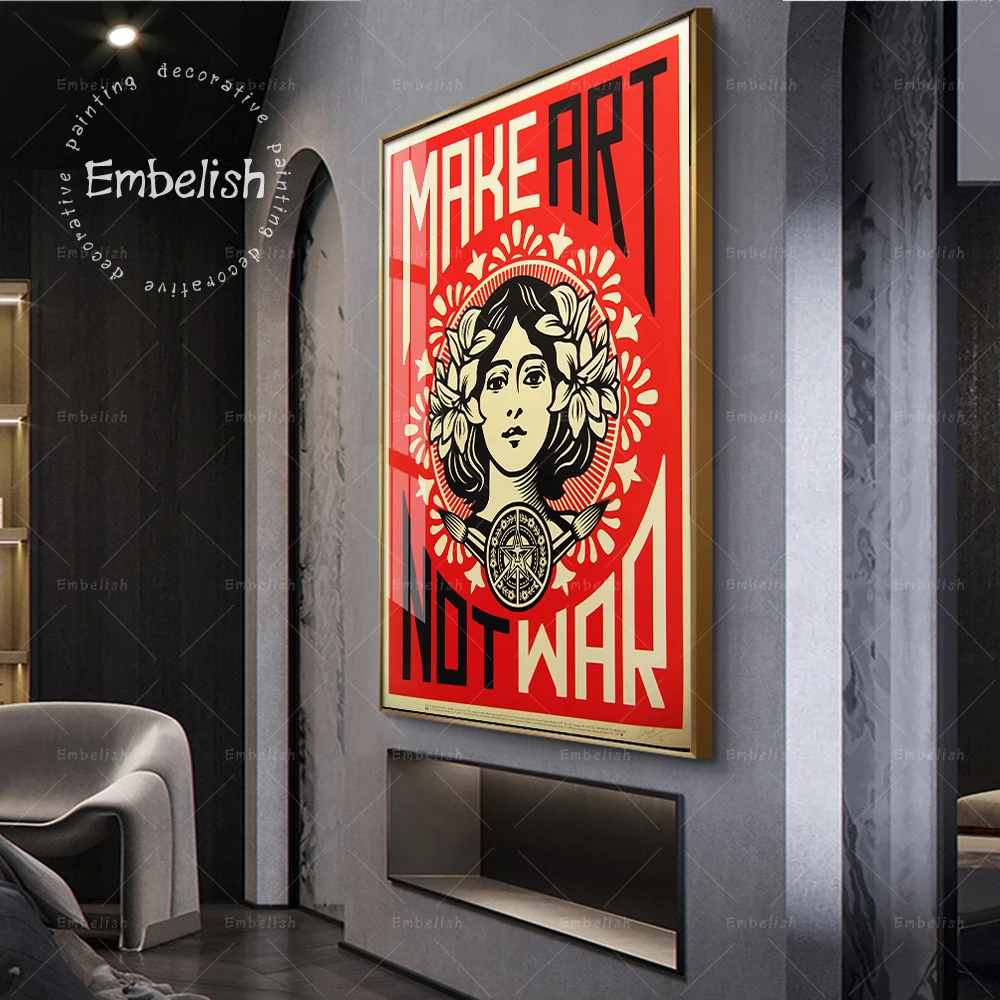 

1 Pieces Hot Make Art Not War HD Spray On Canvas Oil Paintings For Living Room Modern Home Decor Poster Wall Art Picture Artwork