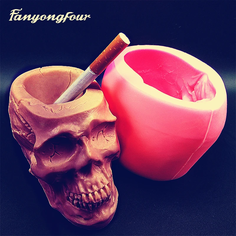 

skull ashtray cement mold cake mold silicone mold chocolate gypsum candle soap candy mold kitchen baking free shipping
