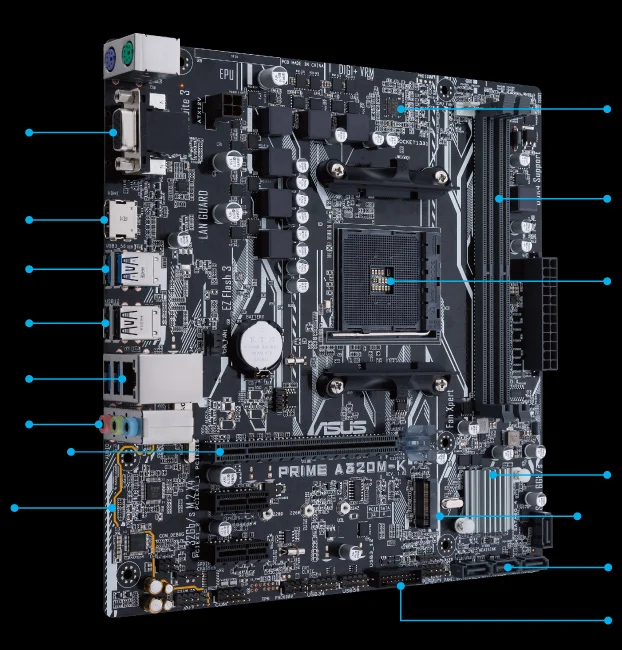 Новая материнская плата ASUS PRIME разъем AM4 DDR4 USB3.0 SATA3 HDMI VGA 32 Гб B320 настольная