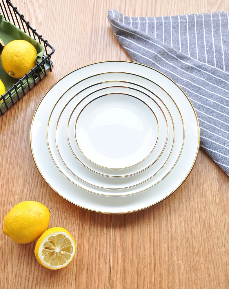 Однотонные белые обеденные тарелки керамическая тарелка набор из белого фарфора