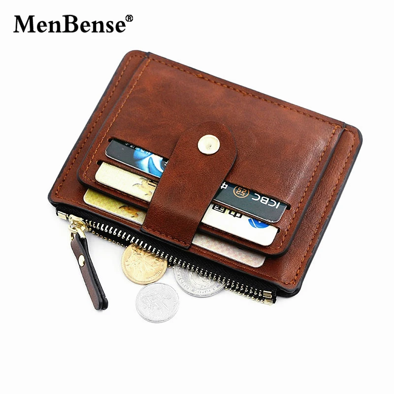 Женская сумка для монет с застежкой и отделением карт кожаные мужские кошельки