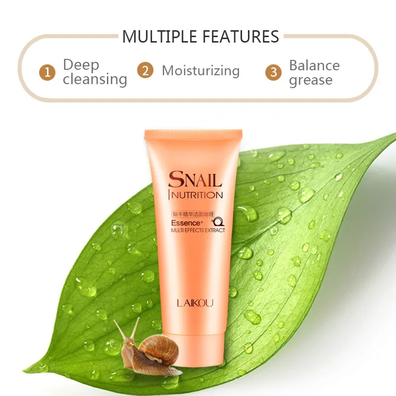 Очищающее Средство LAIKOU с экстрактом улитки глубокое очищение пор антивозрастной