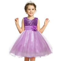 girl sequins dress tulle with flower bow knot daily mesh skirts flower little bridesmaid princess dresses for wedding party kids