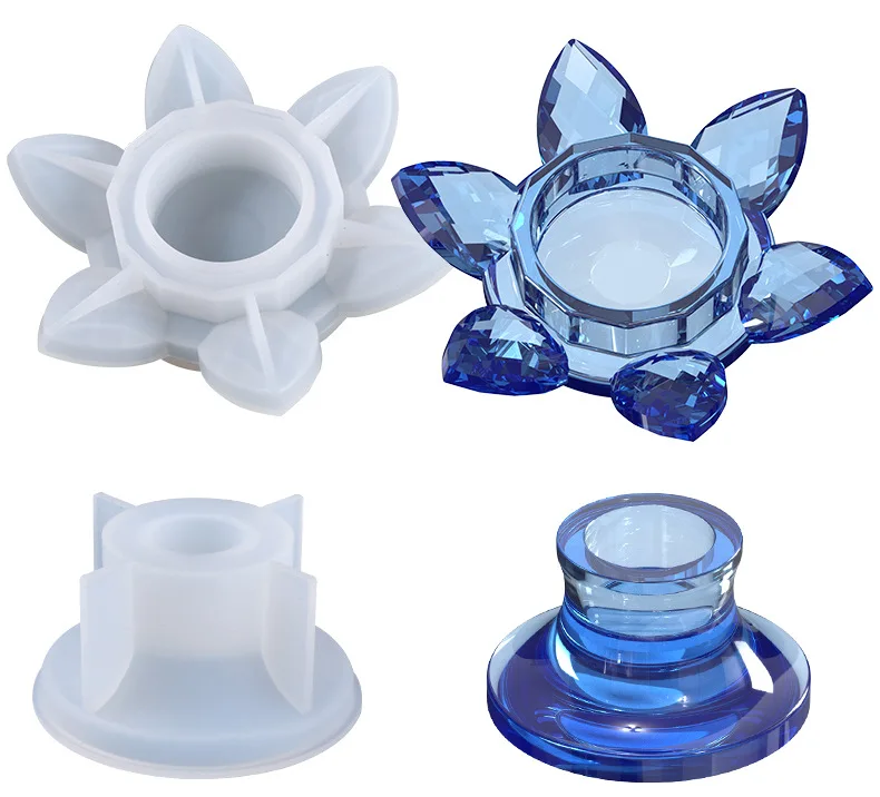 

Resin MoldDIY Crystal Epoxy Mold Lotus Candle Holder Car Decoration Silicone Mold Mirror Decoration Storage Mold
