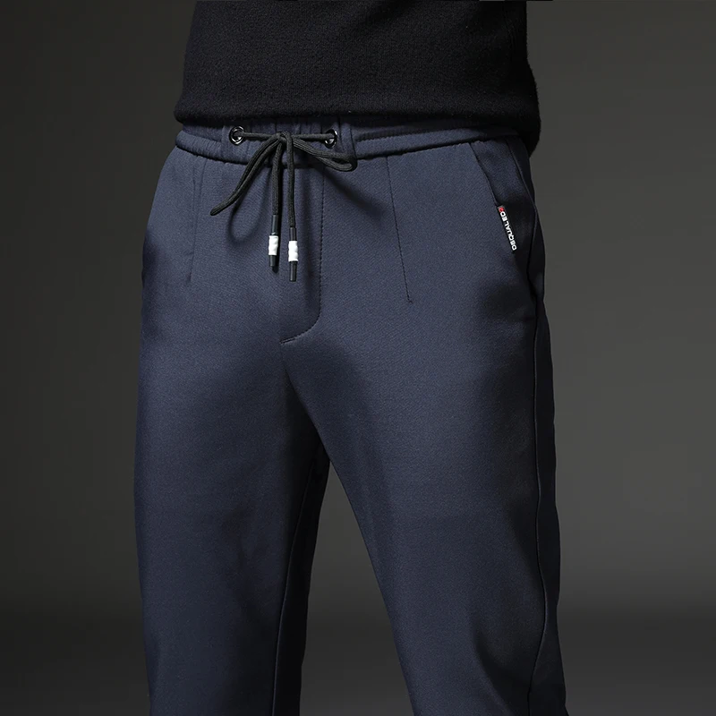 Новинка 2019 мужские Зимние флисовые теплые штаны повседневные брюки тонкие
