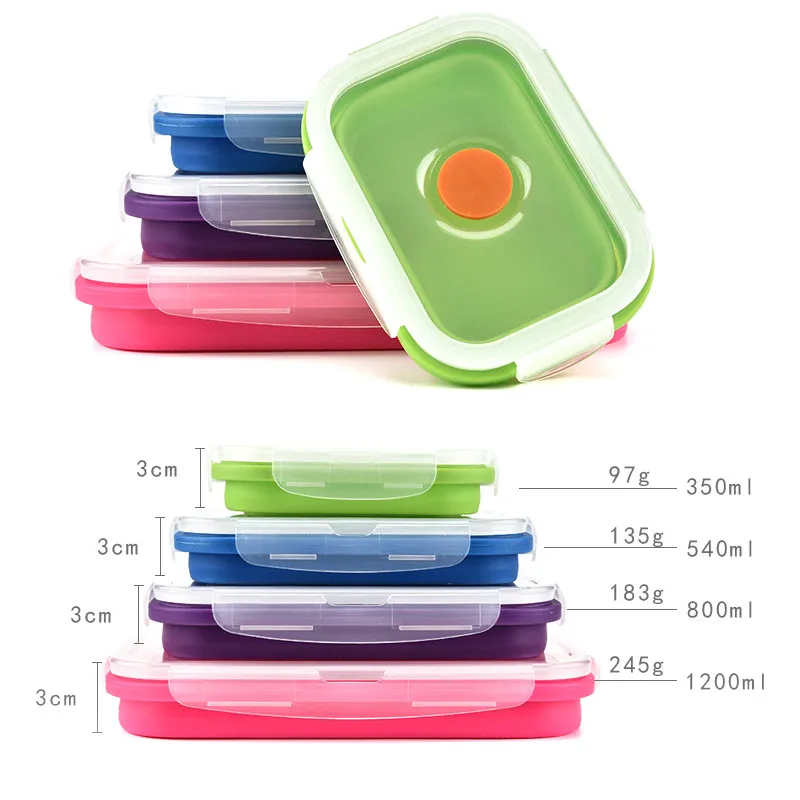 Силиконовая коробка для ланча складная чаша контейнер хранения еды коробки