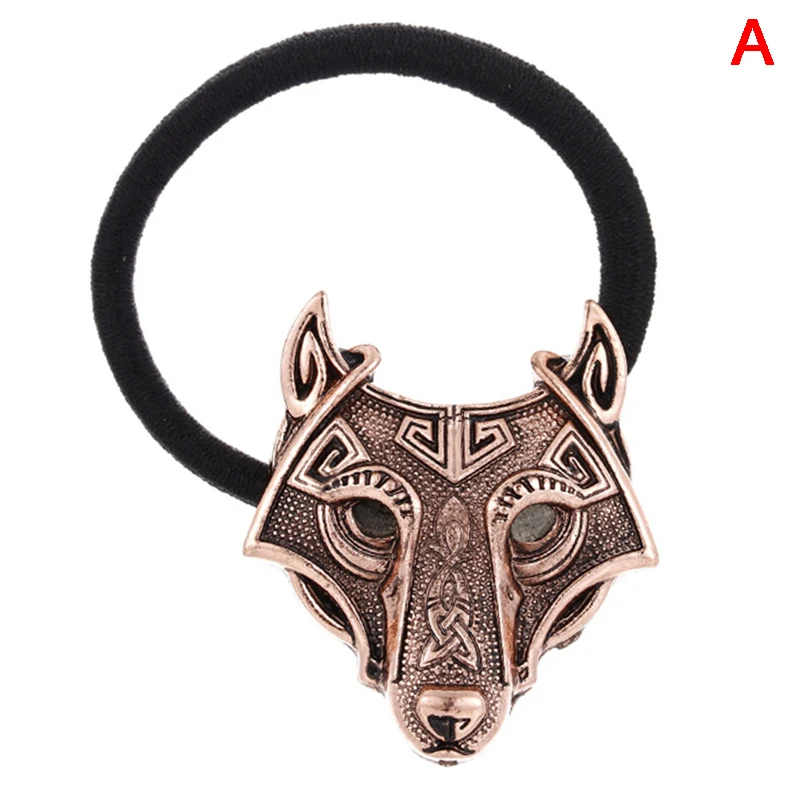 Fashion Head Jewelry Crystal Wolf Black Elastic Hair Rubber Bands Animal Rope Women Norse Vikings Accessories | Украшения и